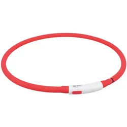 TRIXIE Flash Leuchtring USB, Silikon, XS–XL: 70 cm / Ø 10 mm, rot