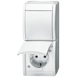 Busch-Jaeger 2601/6/20EW-54 Kombination Steckdose / Schalter, Aufputz IP44
