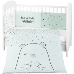 Kikkaboo Babybettwäscheset Bär 3tlg Decke 135 x 95 cm Nestchen 180 x 35 cm Bezug grün