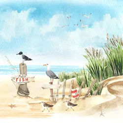 ti-flair 20 Servietten Papier 33x33cm 3-lagig hochwertige Einweg Papierservietten Maritim Strand Partyservietten Motivservietten Lunchservietten Blau Beige