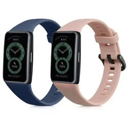 kwmobile 2x Uhrenarmband für Huawei Band 6 & 6 Pro / Honor Band 7 & 6 Armband Smartwatch, 2-tlg., Fitnesstracker Band Set aus TPU Silikon - Ersatzarmband Smartwatch blau|rosa