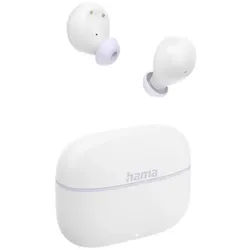 Hama True Wireless Kopfhörer In Ear, Ladecase, bis 20h Akku, Bass Boost wireless In-Ear-Kopfhörer (Sprachsteuerung, True Wireless, kompatibel mit Siri, Google Assistant, Siri, A2DP Bluetooth, AVRCP Bluetooth, HFP, SPP) weiß