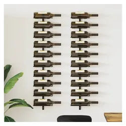 furnicato Weinregal Wand-24 x 9 x 120 cm Schwarz, pulverbeschichtetes Metall, 1-tlg. schwarz 24 cm x 120 cm x 9 cm