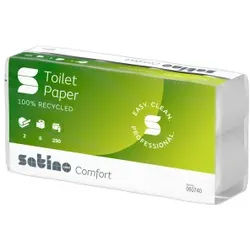 Satino COMFORT Toilettenpapier, hochweiß, 2-lagig, MT1, Saugfähiges Klopapier mit Waffelprägung, 1 Packung = 8 Rollen à 250 Blatt