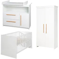 Roba Babyzimmer-Set Lilo 3-teilig , Weiß , Holzwerkstoff , 2 Schubladen , 117.5x190x144 cm , Babymöbel & Kindermöbel, Babyzimmer