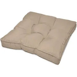 Beautissu Loungekissen Flair Outdoor Sitz 50/50/10cm Natur , Naturfarben , Textil , 50x10x50 cm , Outdoor-Kissen, Outdoor-Sitzkissen