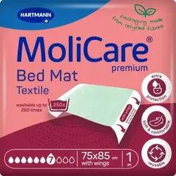 MOLICARE® Premium Bed Mat Textile Bettschutzeinlage mit Flügeln, Wiederverwendbare Betteinlage aus Vlies mit den Maßen 75 x 85 cm, 1 Stück