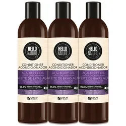 Hello Nature Haarspülung Conditioner Acai Beere Haarspülung Haarpflege Regeneration, 3-tlg., Haarpflege, Haarkur, Conditioner, Hello Nature