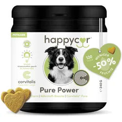 happycor Futter-Optimizer für Hunde, Bio-Aktivator & Nährstoff-Booster Funktions-Snacks - Pure Power Bissen 240 g