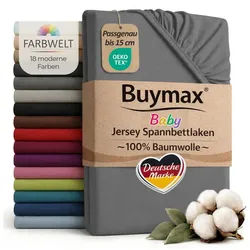 Buymax Spannbettlaken Babybett Kinderbett 60x120cm 70x140cm, Jersey 100% Baumwolle, Gummizug: Rundumgummi, (1 Stück), bis 15 cm Matratzenhöhe, weich, atmungsaktiv, hautfreundlich grau 60 cm x 120 cm