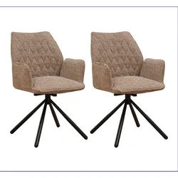 Mid.you Armlehnstuhl-Set , Beige , Textil , 57.5x92x52 cm , Sitzfläche 180° drehbar, automatische Rückholfunktion , Esszimmer, Stühle, Armlehnstühle