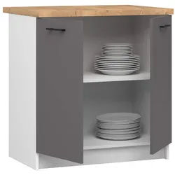 Raumhirsch Furniture Unterschrank Moderner Küchenunterschrank - 2 Innenregale - Küchenmodul (viele Farbvarianten - Maße: 60 x 85 x 46 cm) Hochwertig & stabil grau|weiß 80 cm x 85 cm x 46 cm
