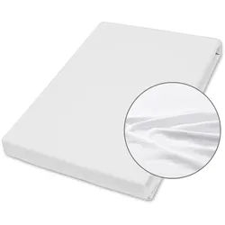 Traumhaft gut schlafen Jersey-Elasthan Spannbetttuch, verschiedene Farben und Größen - Weiß/180-200 cm x 200 cm