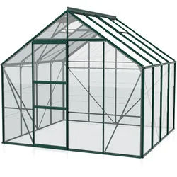 Vitavia Gewächshaus Merkur 6700 inkl. 2 Dachfenstern - 6,7 m2 -dunkelgrün-3 mm Einscheibensicherheitsglas
