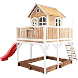 Ambia Garden Spielturm , Braun, Rot, Weiß , Holz , Hemlocktanne , 377x291x255 cm , EN 71, CE, FSC 100% , Freizeit & Co, Gartenspielzeug, Spieltürme