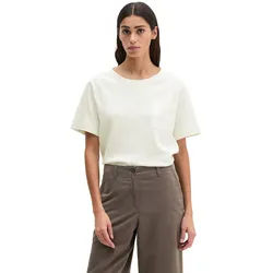 T-Shirt MARC O'POLO "mit aufgesetzter Satin-Tasche", Damen, Gr. L, grau weiß, Obermaterial: 100% Baumwolle, unifarben, Basic, loose fit, Rundhals, normaler Saum, Shirts T-Shirt