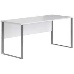 Mid.you Schreibtisch , Silberfarben, Hellgrau , Metall, Holzwerkstoff , rechteckig , Kufe , 73x77x170 cm , Kabeldurchlass , Büromöbel, Schreibtische, Schreibtische