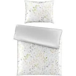 Esposa Bettwäsche , Grün, Weiß , Textil , Blätter , 140x200 cm , pflegeleicht, atmungsaktiv, schadstoffgeprüft , Heimtextilien, Bettwäsche & Leintücher, Bettwäsche, Satin-Bettwäsche