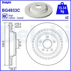 DELPHI Bremsscheibe bg4933c 330mm 22mm für MERCEDES-BENZ