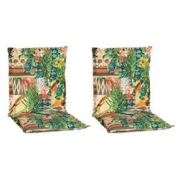 Gardenson Sesselauflage , Grün, Beige , Textil , Blätter , Füllung: Schaumstoff, Fleece , 46x8x98 cm , bügelfrei, formstabil, für den Außenbereich geeignet, wetterfest, mittels Bändern zu befestigen, mittels Gurtband zu befestigen , Gartenmöbel, Gartenpolster & Auflagen, Sesselauflagen