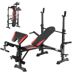 VEVOR Hantelbank Sit-Up-Bank Trainingsbank Einstellbar Faltbar 299kg Schwarz