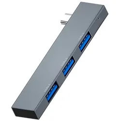 Bolwins K20 3-Port Typ-C auf USB Hub 3.0/2.0 Splitter Laptop PC Notebook 3IN1 Computer-Adapter USB-C Stecker zu 3× USB-A Buchse (1× USB 3.0 + 2× USB 2.0), 0 cm, Plug & Play, stabile Datenübertragung, Aluminiumgehäuse grau