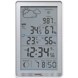 technoline WS 9218 Wetterstation (inklusive Außensender, Wettervorhersage, Mondphasenanzeige und Luftdruckanzeige) silberfarben