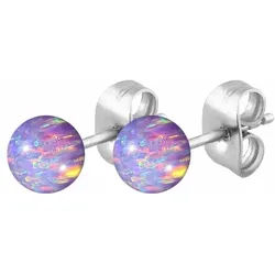 FILANGO Paar Ohrstecker Chirurgenstahl Ohrstecker SYNTHETISCHER OPAL (Ohrstecker, 1-tlg) lila Opalgröße: 5 mm