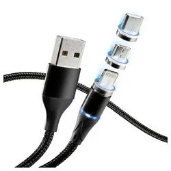 Kremer Magnet Kabel Quick Charge Micro-USB, USB-C, Lightning Schwarz Smartphone-Adapter schwarz