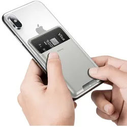 self-adhesive card case for phone documents gray (ACKD-B0G)
