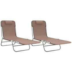 vidaXL Gartenliege, Sonnenliegen Klappbar 2 Stk. Braun Textilene und Stahl