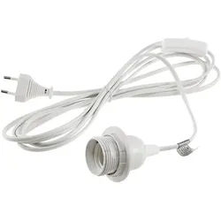 ChiliTec Netzkabel mit Schalter und E27 Fassung 1,4m + 2m lang, weiß