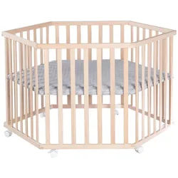 Roba Laufgitter 6-eckig, roba Style grau , Holzwerkstoff , Sechseckig , 118.5x72.5x103.5 cm , Babymöbel & Kindermöbel, Babyzimmer, Laufgitter