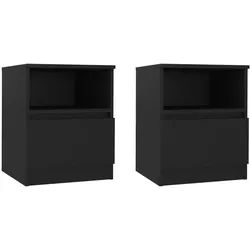 vidaXL Nachttische 2 Stk. Schwarz 40x40x50 cm Holzwerkstoff