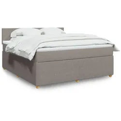 vidaXL Boxspringbett, Boxspringbett mit Matratze Taupe 180x200 cm Stoff