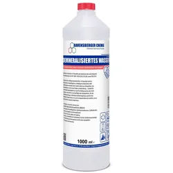 Ravensberger Chemie Bügelwasser VE-Wasser Demineralisiertes Wasser - 1 L, 1 Liter Flasche von Ravensberger Chemie - demineralisiert & entionisiert, kalkfrei für Auto, Batterie, Haushalt, Dampfbügeleisen und Labor