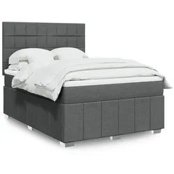 vidaXL Boxspringbett, Boxspringbett mit Matratze Dunkelgrau 140x200 cm Stoff