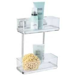 Wenko Wandregal Vacuum-Loc »Quadro« Wandregal 2 Etagen - Befestigen ohne Bohren silber, 25.5 cm