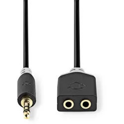 Nedis CABW22100AT02 Audio- & Video-Kabel, Stereo-Audiokabel, Stereo-Audiokabel, 3.5 mm Stereo, 2x 3.5 mm Buchse, für Musikliebhaber und Reisen. grau