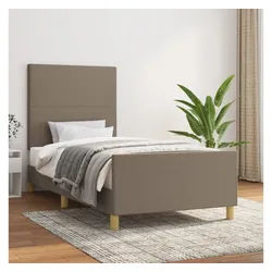 vidaXL Bett, Bettgestell ohne Matratze Taupe 90x190 cm Stoff