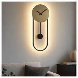 GLOBO LIGHTING LED Wandleuchte, LED-Leuchtmittel fest verbaut, Warmweiß, Wanduhr Wandleuchte LED-Hintergrundbeleuchtung Metall Goldfarben H 58