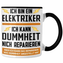 Trendation Tasse Trendation - Elektriker Geschenke für Männer Tasse Geschenk Elektriker Elektroniker Geschenkidee schwarz