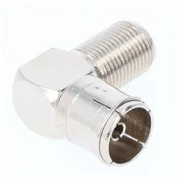 Goobay Winkeladapter: F-Buchse > Koax-Buchse 90° - Adapter-Stecker aus Zink