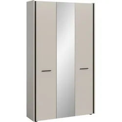 Home affaire Garderobenschrank RAK, Breite 107 cm, viel Stauraum, 3 Türen, 12 Fächer (bietet Platz für ca. 60 Schuhe) Schuhschrank, Hochschrank, Kleiderschrank, Mehrzweckschrank, Schrank beige|schwarz