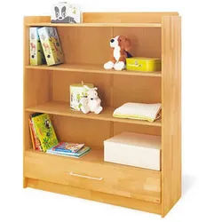 Pinolino Babyregal , Buchefarben , Holz , Buche , massiv , 3 Fächer , 1 Schubladen , 120x144x41 cm , Babymöbel & Kindermöbel, Babyzimmer, Babyzimmer-Serien