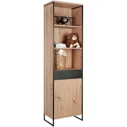 My Baby Lou Babyregal , Anthrazit, Eichefarben , Holzwerkstoff , 3 Fächer , 1 Schublade(n) Schubladen , 60x209.7x38.2 cm , Babymöbel & Kindermöbel, Babyzimmer, Babyzimmer-Serien