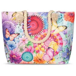 Strandtasche , Multicolor , Textil , Blume , 43x60 cm , Freizeit & Co, Koffer & Taschen, Strandtaschen