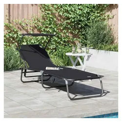 vidaXL Gartenliege, Klappbare Sonnenliege Schwarz 190 x 57 x 81 cm Oxford