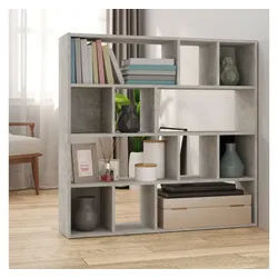 vidaXL Regal NA Bücherregal Raumteiler Betongrau 105x24x102 cm grau
