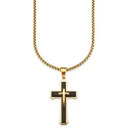 Bruno Banani Kette mit Anhänger Schmuck Geschenk Halskette Kreuz Venezianerkette gelb|goldfarben|schwarz
